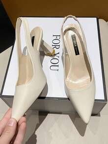 时尚高跟凉鞋，适合主持、表演、聚会、度假，青少年百搭 - 米色 - 查看 3