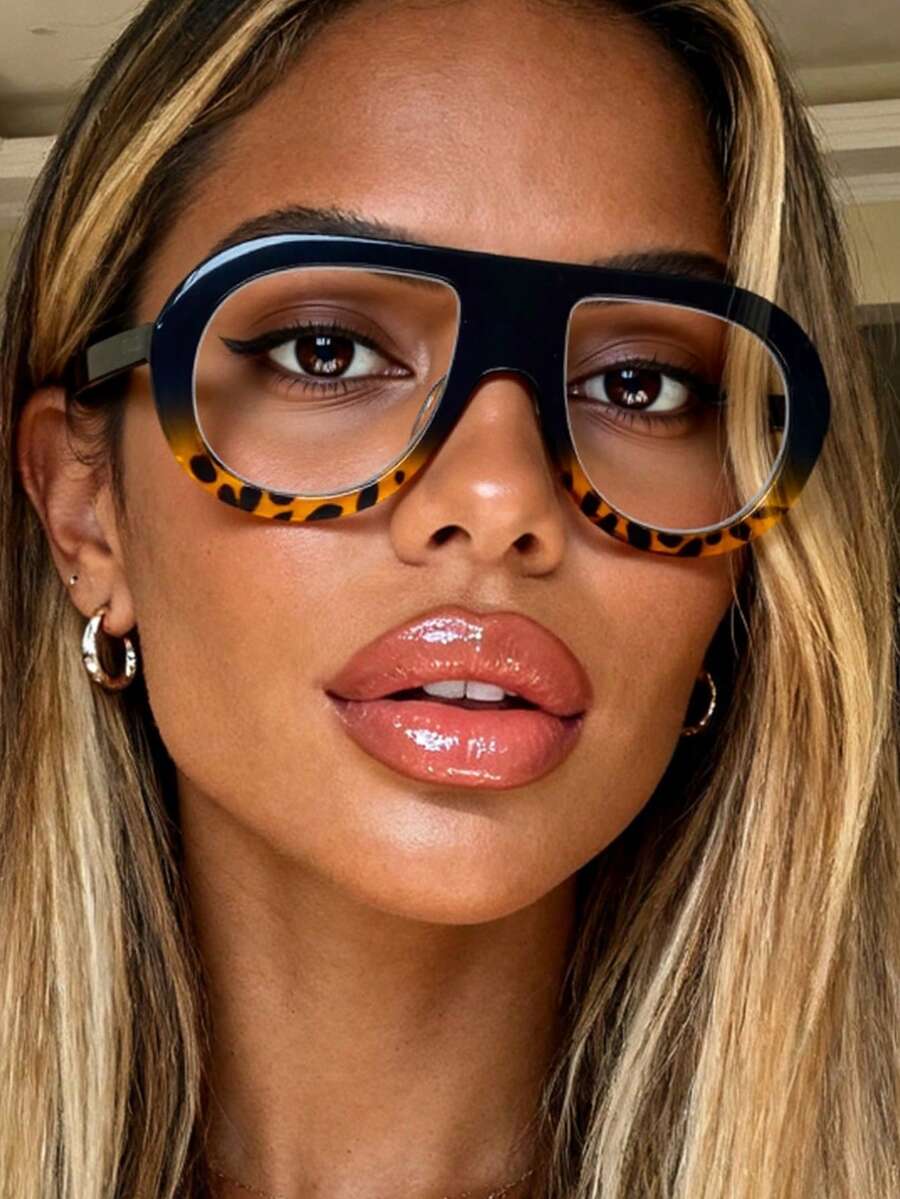 1pc Retro Fashion Oversized Non-Prescription Glasses Unisex Glasses, High-Quality Versatile Everyday Wear