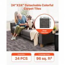Piastrelle per moquette 609,6 x 609,6 x 6 mm, confezione da 24, moquette modulare con una superficie di 9 m², pavimentazione in moquette, facile sostituzione fai da te per soggiorno e ufficio, grigio e marrone - Marrone cenere - Visualizzare 2