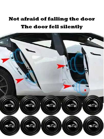 10件装汽车门防撞硅胶垫减震垫片防震隔音静音缓冲贴配件，车门减震器，黑色硅胶缓冲垫，自粘式防撞护栏，高效隔音防撞垫，通用适应性，适用于各种车型，立即享受静音效果！﻿