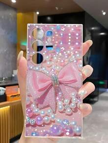 Funda para  de estilo premium con motivo de lazo y concha, apta para las series  16E/15/14/13/12/11/PRO/PLUS/PROMAX/MINI. Compatible con las series  S/A/M/NOTE,  S/G/EDGE/E, Transsion SPARK/HANTOM/CAMON/INFINIX, las series Honor 400/PLAY/X/Y, OPPO Reno/A/F,  14/Redmi/POCO/NOTE. Transparente, sencilla, elegante y duradera, fabricada con material TPU protector. Perfecta para San Valentín, Halloween, Navidad y otras ocasiones festivas: una opción ideal para uso personal o para regalar. - transparente - Ver 5
