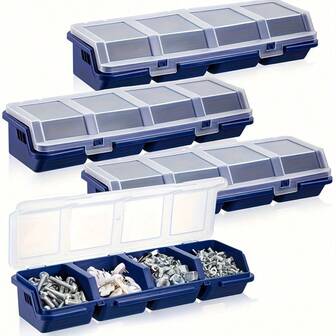 1pc 4-Compartment Screw Storage Box - Durable Plastic Organizer For Electronic Hardware, Multi-Purpose Tool And Fastener Container