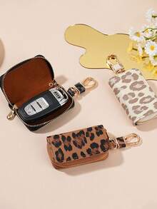 Leopard Print Large Capacity Waist Hanging Car Key Holder, PU Leather Key Pouch, Scratch-Resistant And Durable, Suitable For Home And Office Key Organization, Multi-Functional Key Wallet, Elegant Choice, Unisex Birthday, Christmas, Holiday Gift, Car Key Holder - Multicolor - View 6