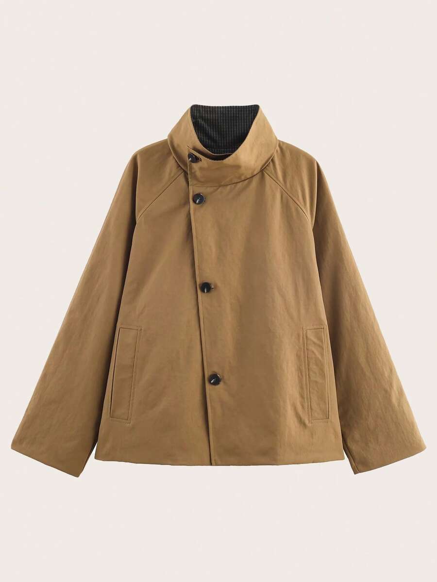 Women's Reversible Long Sleeve Casual Trench Coat, Suitable For Spring And Autumn - Khaki - View 1