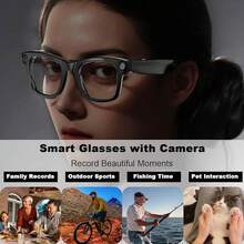 FONADA AI Smart Glasses With Camera, 800W HD Camera Glasses For Men Women,1080P Video Recording Bluetooth Sun Protective Eyewear ,Voice Assistant,Real Time Translation, Open-Ear Audio For Travel, Meetings & Vlogging,Ideal Thanksgiving/Christmas/New Year Gift - Kích thước tiêu chuẩn màu đen (S) - Xem 8