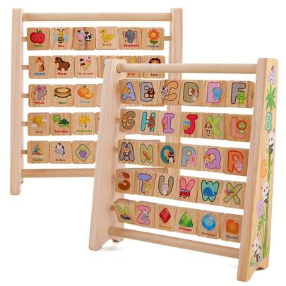 [Early Learning Educational Activity Tool] Wooden Alphabet Blocks & Abacus Activity Toy - Creative Thinking & Logic Development, Early Learning Educational Tool For Youngsters - Perfect Birthday, Halloween, Christmas Gift