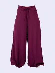 Rocca Fitness Long, Wide-Leg Microfiber Trousers By Fluit, Elegant Women's Fashion. - 紫紅色 - 查看 3