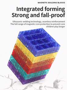 Juego de bloques de construcción magnéticos - Cubos sensoriales STEM, adecuados para niños, mis bloques de rompecabezas magnéticos, juguetes de regalo de cumpleaños de Halloween y Navidad (estilos de patrones de colores aleatorios) Juguetes de bloques de construcción magnéticos para preescolar, juguetes de bloques de construcción translúcidos, adecuados para niños y niñas de 3 a 6 años, juguetes sensoriales Montessori STEM magnéticos para preescolar