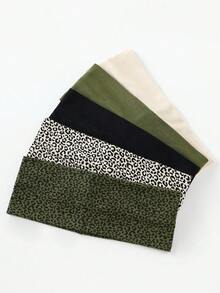 5pcs/Set Fashionable Women Leopard Print Soft Non-Slip Headbands, Elastic Yoga Sports Hair Accessories, Versatile For Daily Wear, Suitable For Multiple Occasions Winter Scarf Warm Hair Bands Women Bandanas Hair Bow - 多色5件套裝 - 查看 3