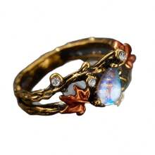 Nuevo anillo de diseño de hoja de arce vintage de moda, anillos únicos para mujeres - Multicolor - Ver 2