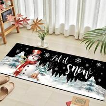 1 pièce Tapis de cuisine en gel de silice imprimé avec motif bonhomme de neige de Noël, tapis rectangulaire pour le salon, la chambre, le couloir, la salle de bain, la buanderie - en polyester, convient pour la décoration intérieure et extérieure de la maison - Multicolore - Voir 25