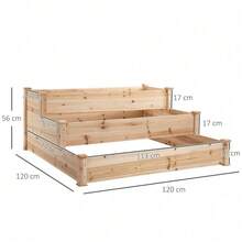 Faumrta Outsunny Hochbeet 3-stufiges Pflanzenbeet Kräuterbeet Blumentreppe für Balkon & Garten aus Natur Tannenholz 124x124x56 cm - Standard - Übersicht 3