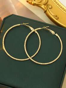 Un par de pendientes de seda delicados de color blanco K con diseño "cielo estrellado" redondo, pendientes grandes de moda para mujer, múltiples estilos disponibles. - rey blanco - Ver 5