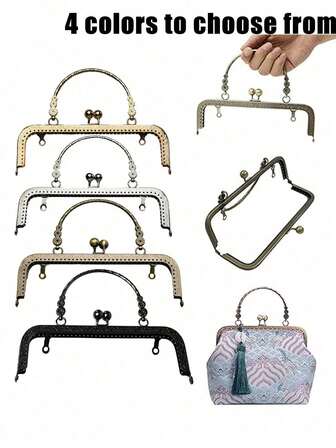 Metal Purse Frame With Handle – Vintage Style Kiss Clasp Lock Frame For DIY Bag Making, Embossed Arch Handle Purse Frame Accessories For Handbag/Clutch/Tote Repair & Sewing, Durable Hardware Frame For Crafting Coin Purses, Wallets & Crossbody Bags, Essential DIY Sewing Supplies, Must-Have For Bag Makers, Handmade Enthusiasts, Fashion Designers & Craft Lovers