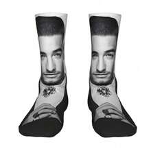Maluma Men'S Fashion Socks - Black & White Contrast Design With Bold "MALUMA" Print, Comfortable Polyester Blend, Perfect For Casual Attire, Home & Outings, Stylish And Durable, Everyday Socks | Bold Print Socks | Knit Construction, Cute Socks - 彩色 - 查看 5