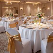 12 Pcs White Chair Covers Polyester Spandex Chair Cover Stretch Slipcovers For Wedding Party Dining Banquet Flat-Front Chair Covers GP - D - Xem 10