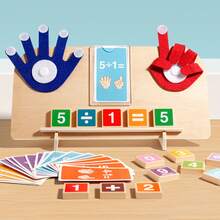 The Latest Wooden Arithmetic Learning Board For Children Over 3 Years Old - Teaching Toys With Number Blocks And Math Operation Cards, Interactive Addition And Subtraction Cognitive Tools, Early Use. - Red and Blue (1pcs) - View 2