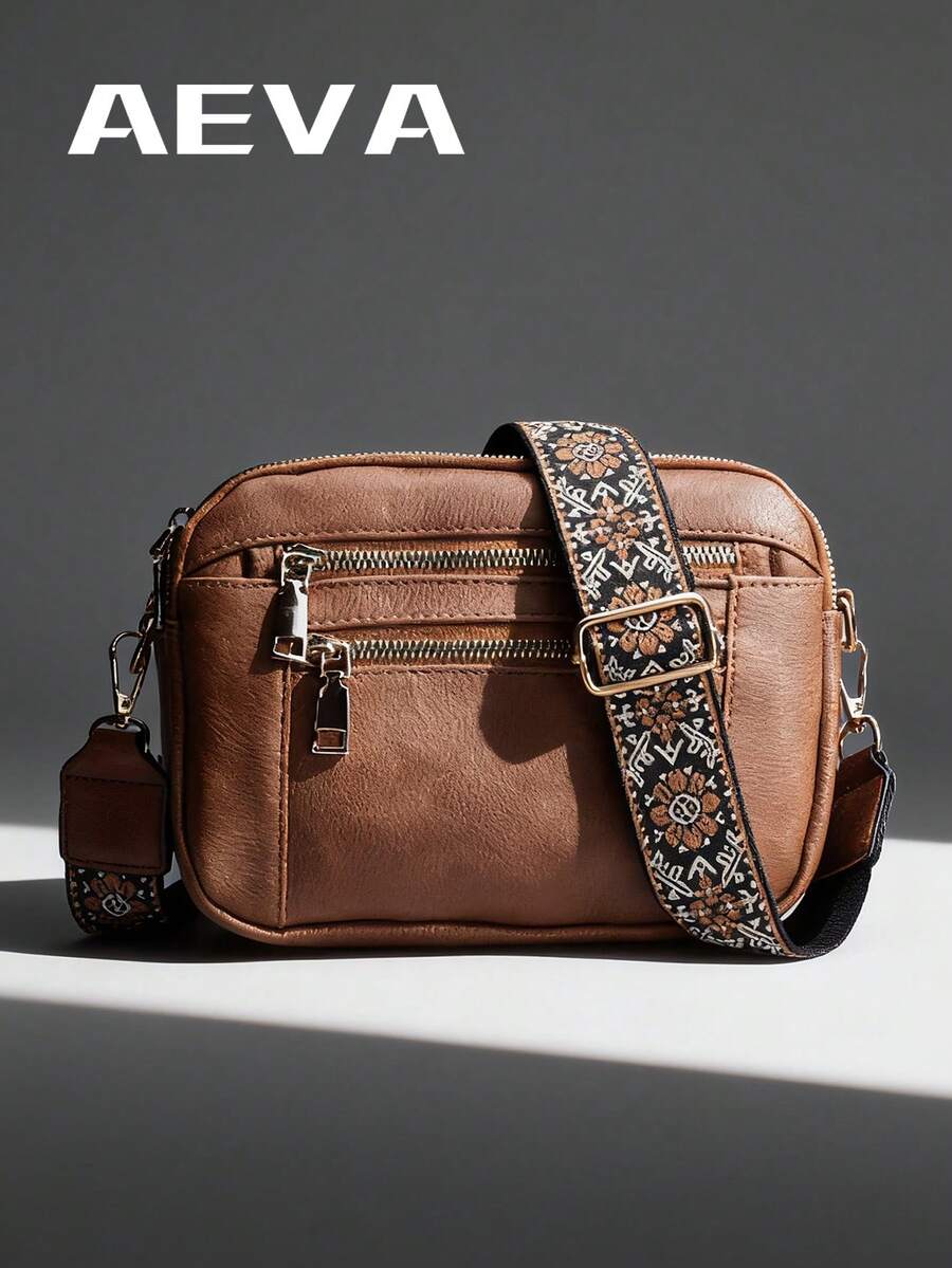 Bolso cuadrado simple de unicolor para mujer, con correa de hombro ajustable, bolso cruzado multifuncional con esquemas de color europeos y americanos, impermeable y antirrobo, diseño de múltiples bolsillos y capas, 4 ranuras para tarjetas, portátil y práctico, adecuado para salidas, citas, compras y otras ocasiones.