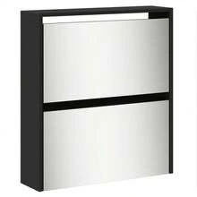 vidaXL Schuhschrank Mit Spiegel 5 Fächer Schwarz 63x17x169,5 Cm - 黑色 - 查看 7