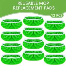 12-Piece Green Dust Removal Mop Cloth- Dry And Wet Dual Use,Can Be Washed And Replaced, Suitable For Living Room And Kitchen Cleaning - Green - View 1