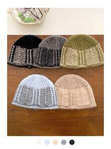 新款蝴蝶提花针织女帽，秋冬季保暖针织帽，护耳设计，版型修身，时尚百搭