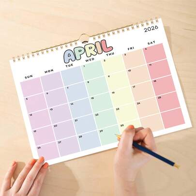 1pc 2026 January - December Wall Calendar, Creative Minimalist Cartoon Design, Simplistic Wall Hanging Calendar, 12 Monthly Planning Sections, Suitable For Home/Office, Christmas/New Year Gift