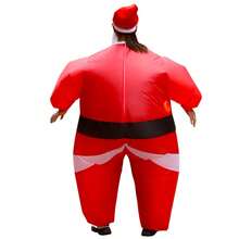 Adult Christmas Creative Santa Claus Holding Inflatable Clothes Unique Christmas Atmosphere Party Performance Photo Check In Point