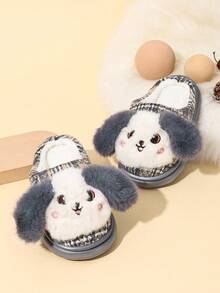 Children's Fashion Casual Anti-Slip Wear-Resistant Lightweight Thermal Lined Warm House Slippers, Suitable For Winter - Grey - View 12