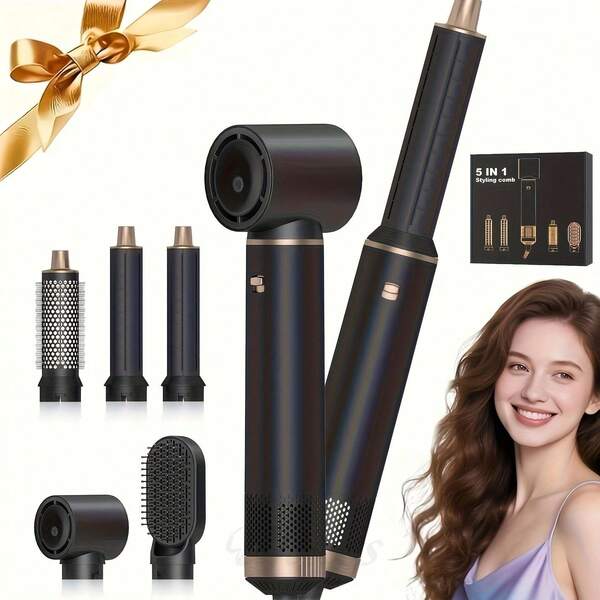 UKLISS UKLISS 5-In-1 Hot Air Styling Brush – Professional Ionic Hair Dryer & Multi-Functional Styler With Replaceable Brush Heads For Effortless Drying, Curling, Straightening, Volumizing & Diffusing – Ergonomic, Rapid Heating Design; Ideal Gift Set For Women & Men, Perfect For Unique Beauty Gift Ideas