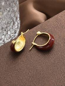 3pairs Vintage Textured U-Shaped Hoop Earrings For Women, Simple And Elegant Design