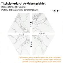 Hexagonal Marble Table (1 Piece) Hexagonal Kitchen Table Breakfast Table Metal Legs Marble Pattern Gold - Gold - View 8