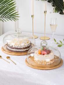 新款复古日式樟木蛋糕托盘，多功能餐盘，适用于家庭厨房、餐厅、客厅，可盛放糖果、饼干、面包，也适用于婚礼、派对、礼品、生日等场合。 - 棕色 - 查看 9