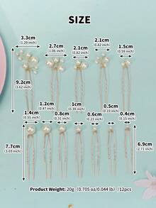 12 قطعة/مجموعة مشابك شعر مزينة باللؤلؤ بتصميم بسيط وعصري، مجموعة إكسسوارات شعر لؤلؤية أنيقة متعددة الأحجام للنساء في حفلات الزفاف والمناسبات