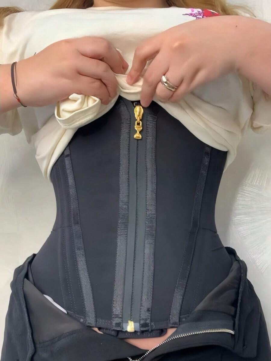 1pc Waist Trainer Belt With Zipper Girdle High Compression Body Shaper Waistband For Women Underbust Corset Latex Waist Cincher - 彩色 - 查看 1