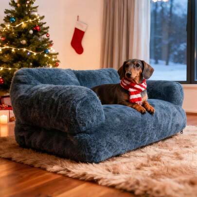 Luxury Plush Pet Sofa Bed – Warm & Cozy Nest For Cats And Small Dogs Up To 29lbs | Stylish Large Pet Lounger For All Seasons