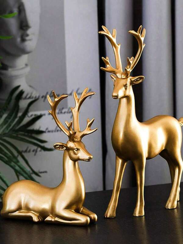 2 sztuki luksusowych, lekkich ozdób z żywicy w stylu europejskim z motywem łosia, ozdoby na szczęście, szafki na wino, szafki RTV przedpokoju, ozdoby na biurko, odpowiednie do dekoracji domu, sypialni, biura, przechowywania, dekoracji ślubnych, dekoracji wnętrz, przechowywania biżuterii, dekoracji imprezowych, najlepszego prezentu świątecznego (Uwaga na rozmiar, prosimy o zapoznanie się z tabelą rozmiarów w celu złożenia zamówienia)