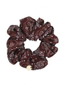 1 pièce Chouchou à imprimé floral vintage de noix de cajou, élastique à cheveux, support de queue de cheval polyvalent, élastiques à cheveux, bandes en caoutchouc pour cheveux, corde à cheveux