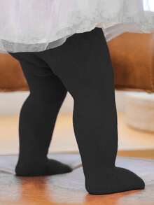 3双纯棉女婴紧身裤，纯色打底裤 - 彩色 - 查看 5