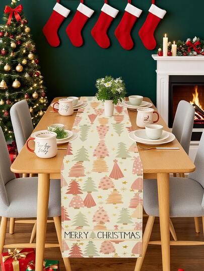 1 قطعة خلفية لوح خشبي بنمط زهرة البوينسيتيا المائية والتوت ونمط إبرة صنوبر، بطاولة مزرعية للمطبخ والمائدة والغرفة المعيشية والمناسبات والحفلات والنزهات، قماش زخرفي