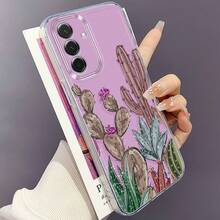 Funda de Teléfono Jardín de Cactus para Samsung Galaxy A02 A03S A04 A05S A06 A13 A14 A15 A16 5G A21S A22 A23 A24 A25 A26 A32 A34 A35 A36 A50 A52 A53 A54 A55 A56 A73 S21 Ultra S22 Plus S23+ S24 FE S25 Funda Creativa de TPU Suave y Duradera, Transparente y Protectora - Colores mixtos - Ver 1