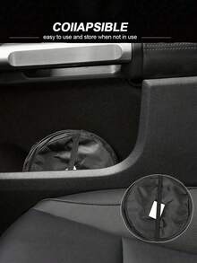 1 Stück kompakter schwarzer zusammenklappbarer Auto-Mülleimer - auslaufsicher, strapazierfähiger Mülleimer aus Oxford-Gewebe mit einfachem Aufhängesystem für Auto, Camping, Picknick und Büronutzung, Auto-Mülleimer