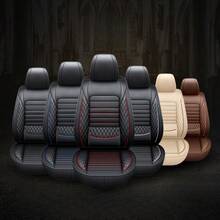 5-Seat Car Seat Covers, Breathable PU Leather With Lumbar Support, 360° Full Wrap Around, Universal For All Seasons