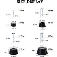 48PCS 4 Size Anti Scratch Screw-On Round Black Rubber Feet Bumpers Pads W/Matching Screws & Built-In Stainless-Steel Washer Carpet Floor Protectors For Cutting Board Amps Cabinet Tables Chair Sofa - 預設 - 查看 6