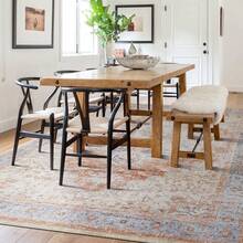 5x7 Washable Boho Neutral Vintage Rustic Earth Tone Area Rug With Rust Terracotta Pattern For Living Room, Dining Room, Bedroom - Light Tan Brown Beige, Modern Farmhouse Style - Terracotta - View 2