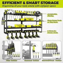 Power Tool Organizer-8 Drill Holder Wall Mount,Metal Power Tool Storage Rack UK - Default - View 6