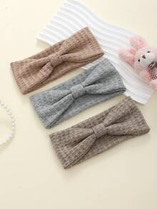 jralon 3pcs/Set Fashionable Versatile Knitted Bow Headbands, 3 Colors Easily Match Various Styles