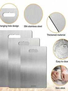 Household Stainless Steel Titanium Cutting Board, Double‑Sided Kitchen Chopping Board, Mildew‑Resistant Cutting Mat For Meat, Fruits & Vegetables - Bạc - Xem 6