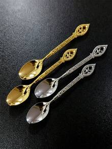 1/5/10 Piece Set Of Gift Crafts, Vintage Alloy Coffee Spoons, Ice Cream Spoons, Jam Spoons, Carved Dessert Spoons, Dining Utensils - Multicolor - View 1
