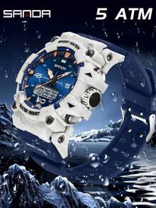 SANDA. SANDA New 6291 Fashion Student Sports Electronic Watch Multi Functional Waterproof Timing Student Electronic Watch - White - View 6