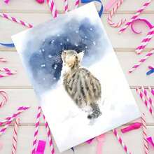 بطاقة تهنئة شتوية بقطة سلمية مع مغلف (11 سم * 16 سم) - تصميم قطة تتأمل الثلج، رائعة للأصدقاء والزملاء، مثالية لأعياد الميلاد والاحتفالات العطلات، بطاقة تهنئة عيد الميلاد | بطاقة قطة احتفالية | بطاقة ترحيب ورقية